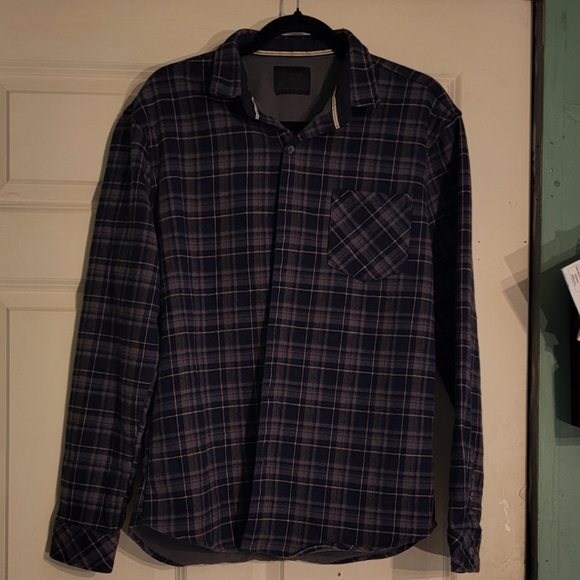Men's Plaid Shirt - Blue and Gray - Picture 1 of 7